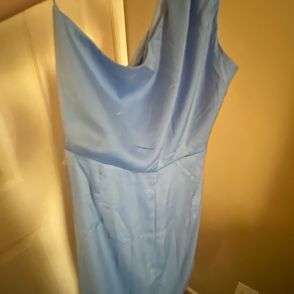 STAY CLASSY ONE SHOULDER WRAP DRESS - BRIGHT BLUE - Picture 3 of 7